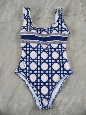 Retro Pattern Printed Personalized Swimsuit