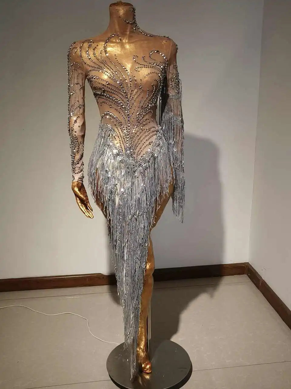 Sparkly Rhinestones Sequins Fringes Dress