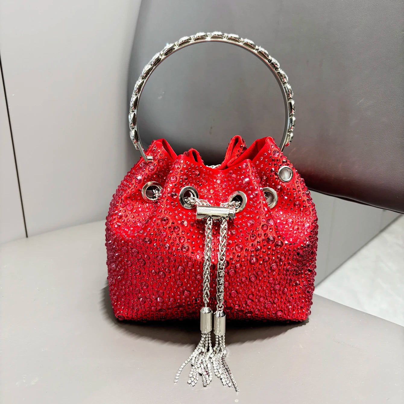 Handle Rhinestones Evening clutch Bag