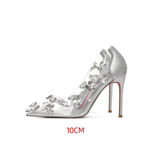 Silver Transparent Rhinestone Shoe