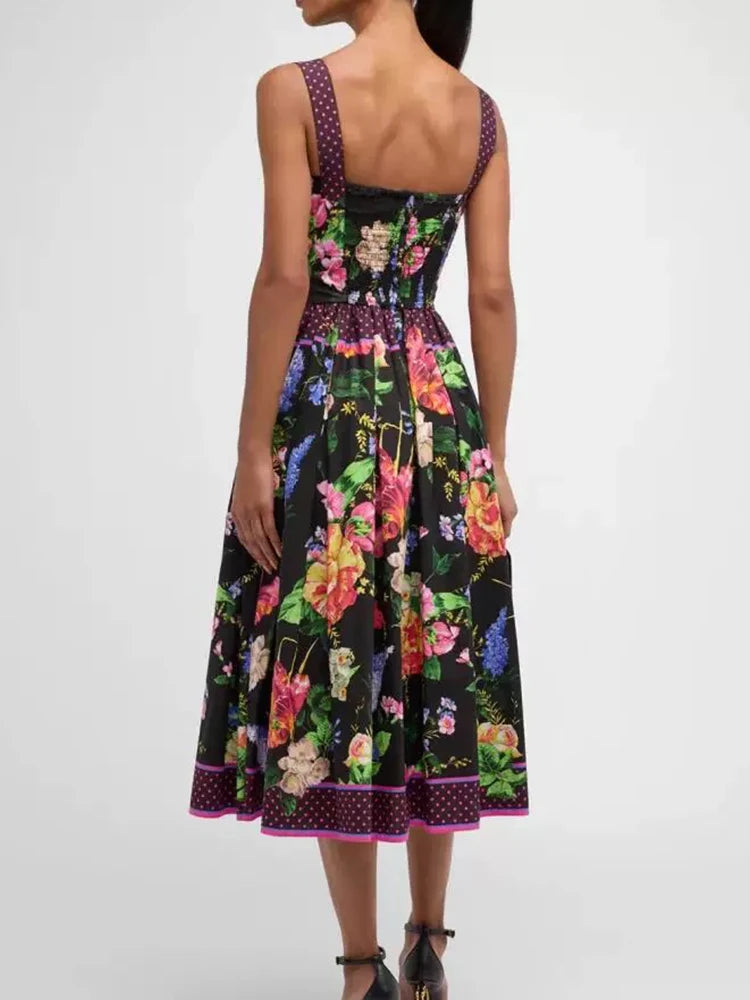 Fashion polka-dot Print Slim Tube Top Dress
