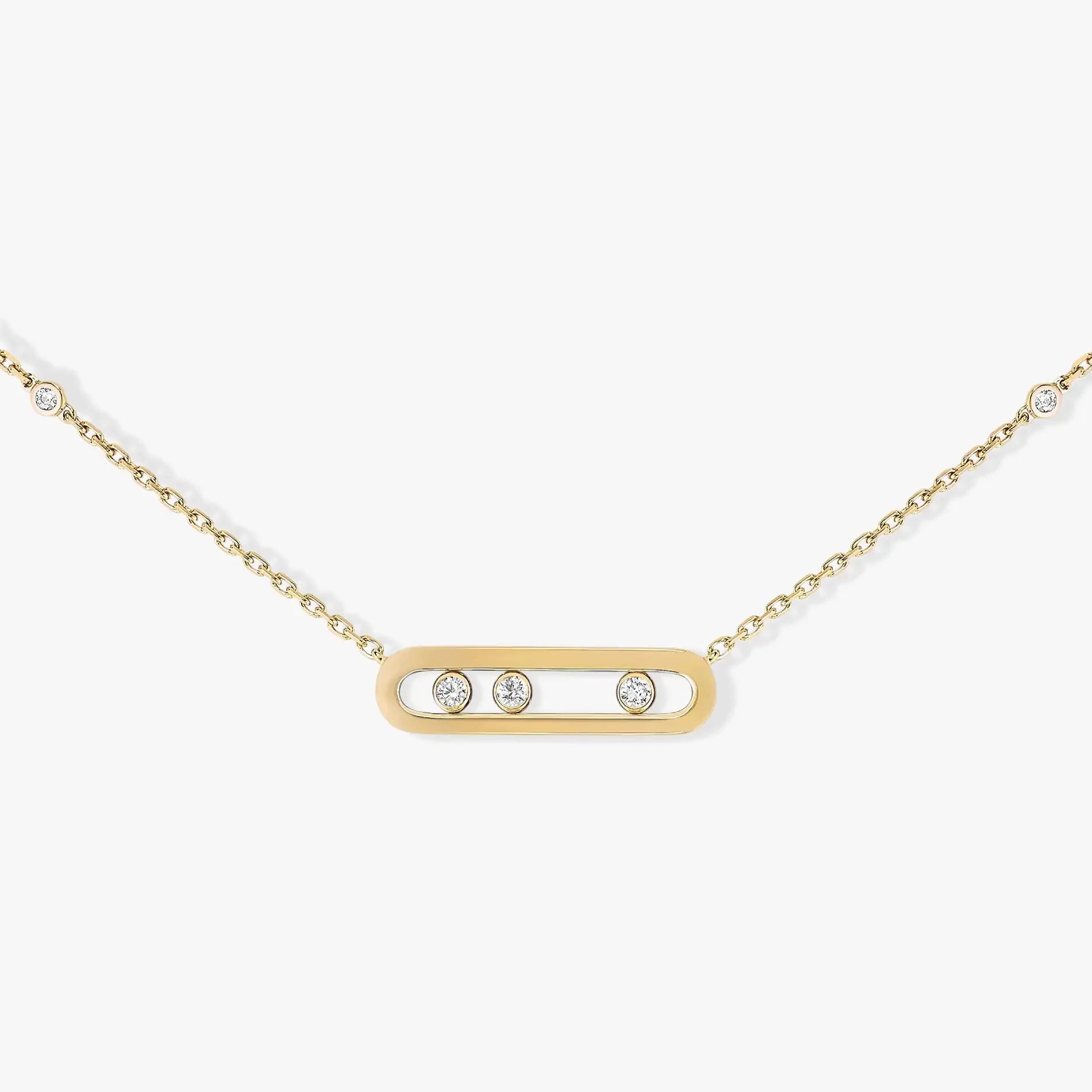 925 Sterling Silver Classic Mobile Three Diamond Necklace