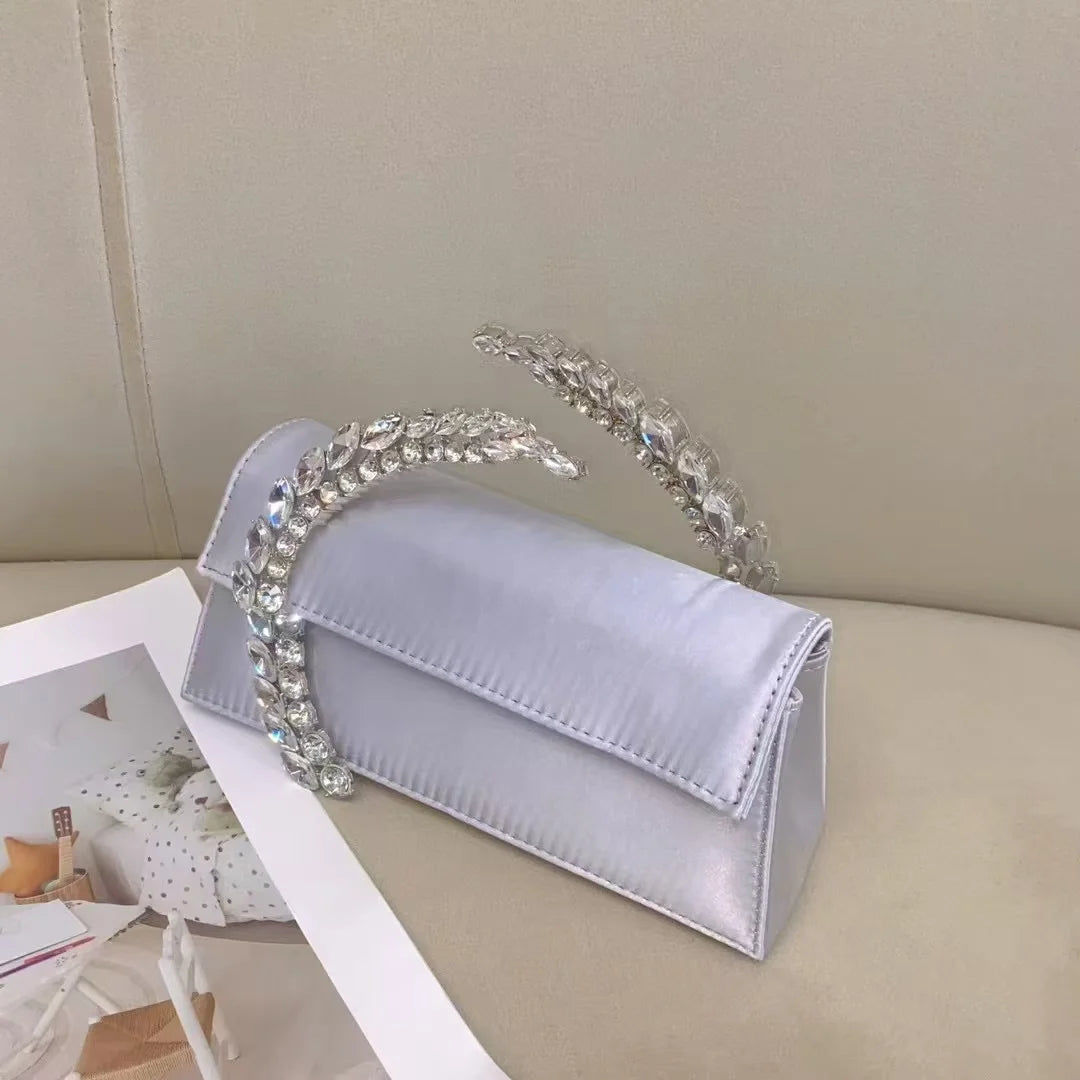 Luxury Satin Metal Handheld Women Handbag