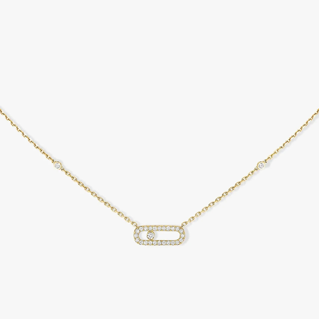 925 Sterling Silver Classic Mobile Three Diamond Necklace