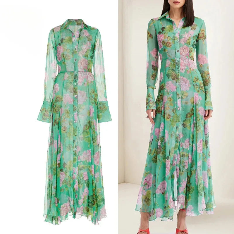 Floral Elegant Party Green Dresses