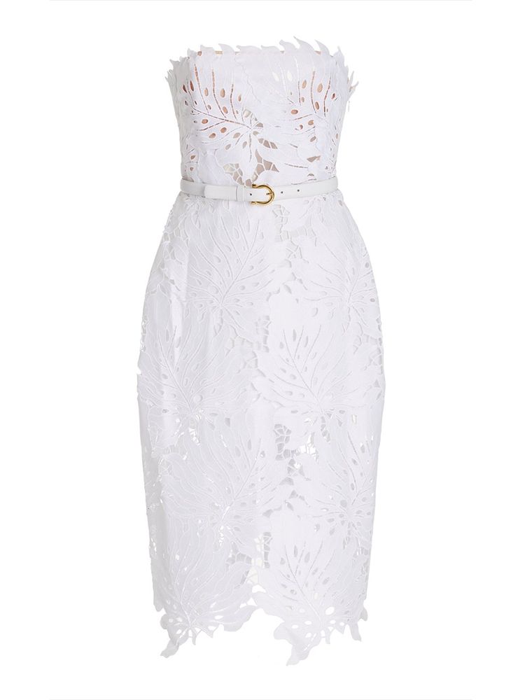 Lace Sleeveless White Midi Dress
