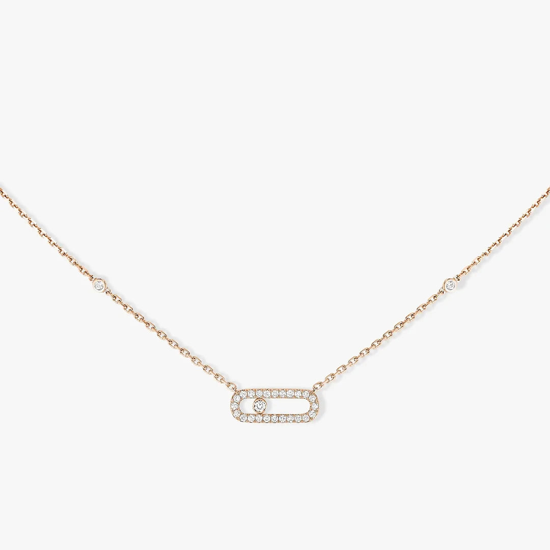 925 Sterling Silver Classic Mobile Three Diamond Necklace