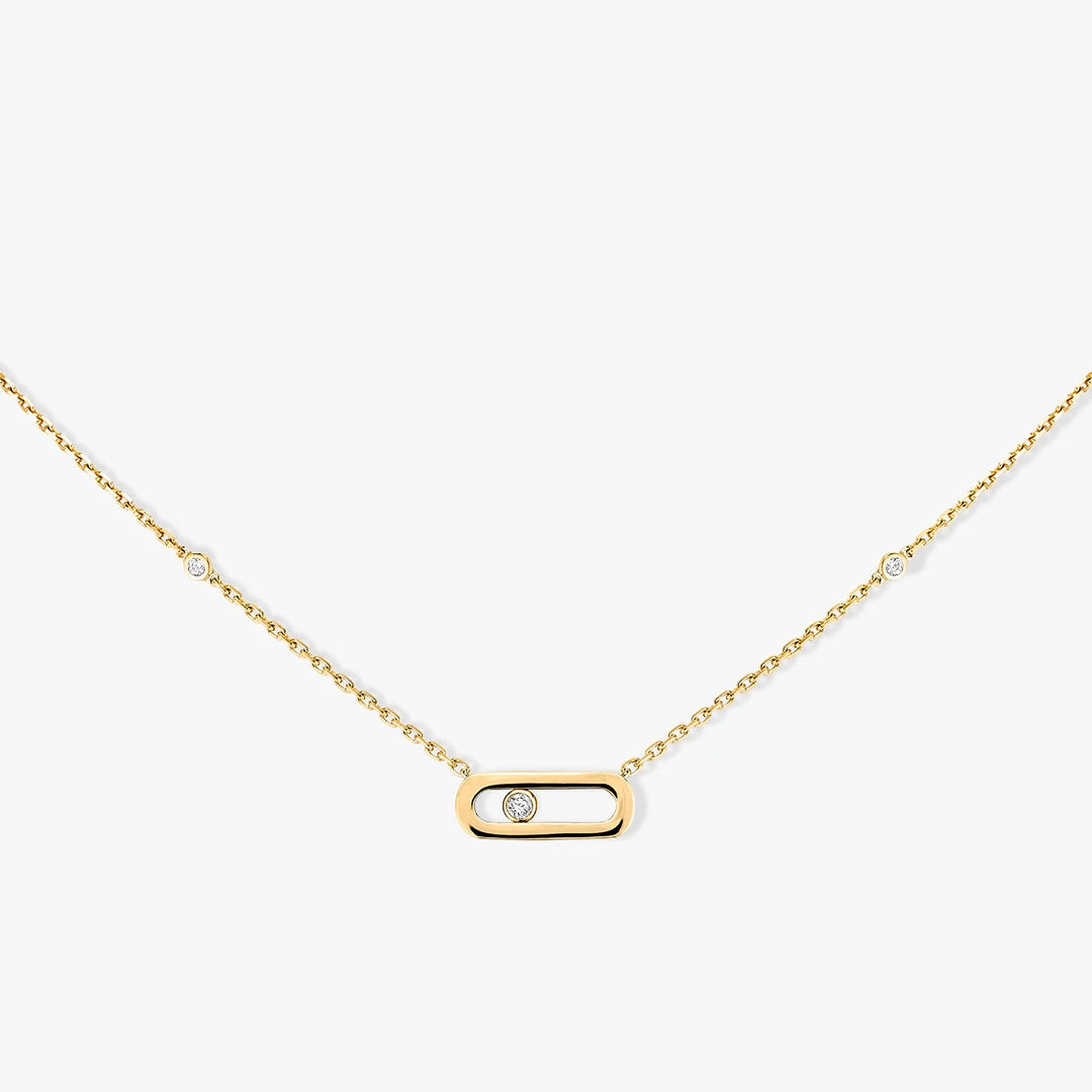 925 Sterling Silver Classic Mobile Three Diamond Necklace