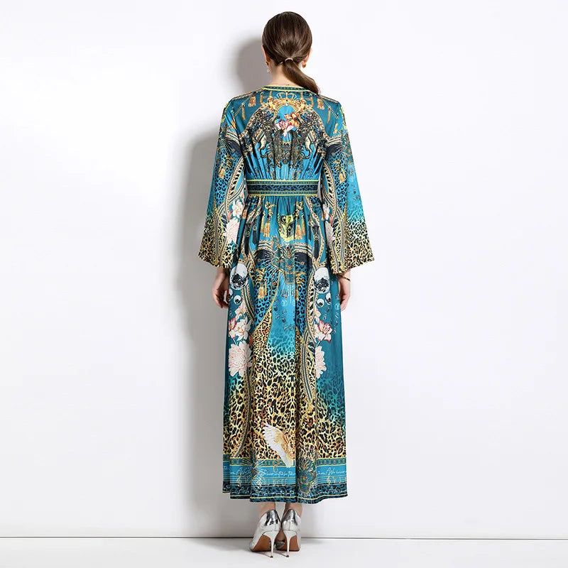 Designer Blue Floral Printed Dress