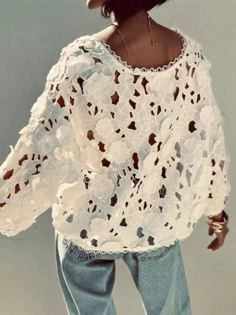 Summer Hollow Out Lace Loose Blouse