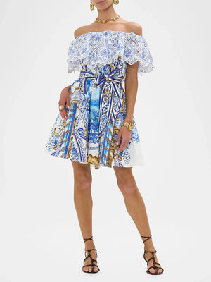 Chic Spliced Hollow Out Printed Mini Dress