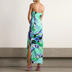 Vintage Pattern Print Spaghetti Strap Dress