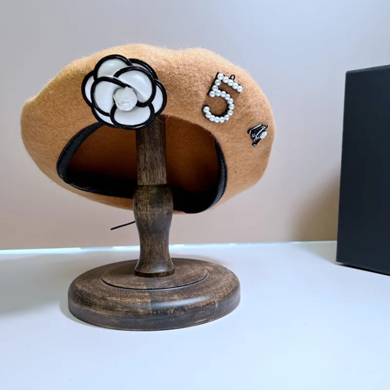 French Wool Classic Flower Beret Hat