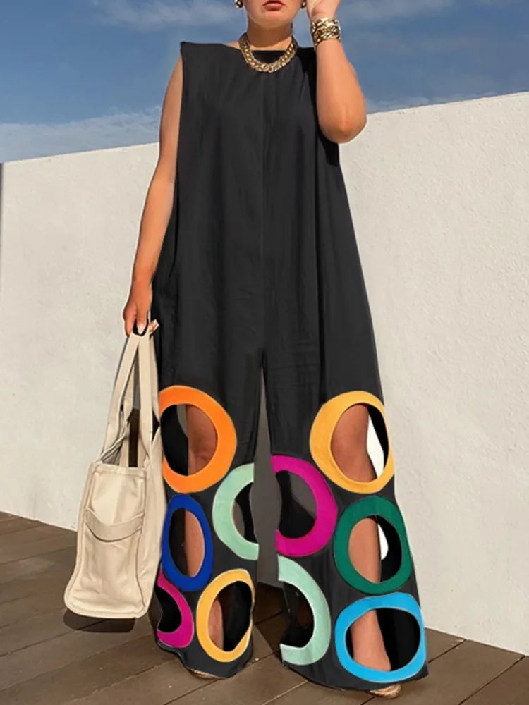 Rainbow Hollow Wide Leg Jumpsuits