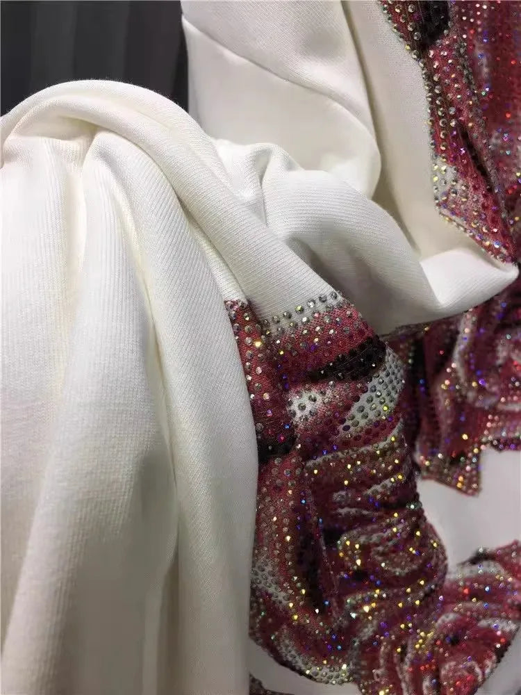 Oversized Rhinestone Light Luxury Rose Pull-over