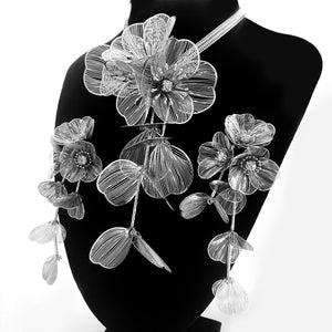 Gold Color Flower Necklace and Earring