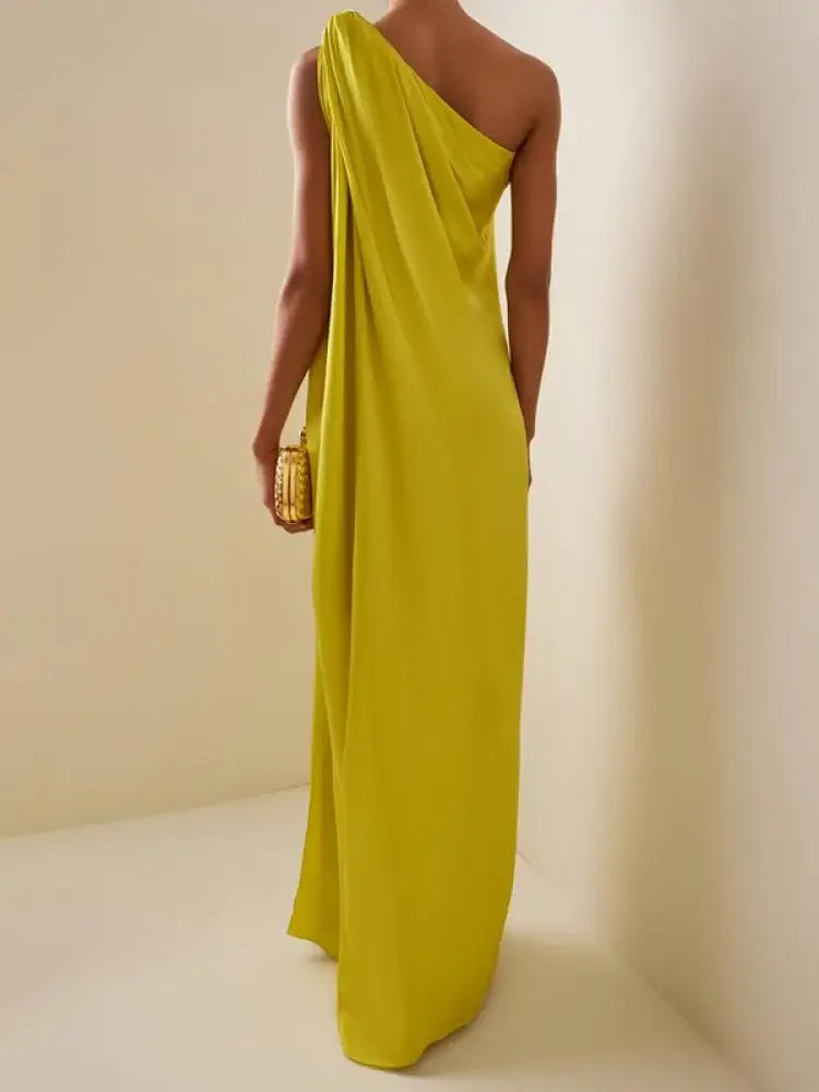 One-shoulder Sleeveless Maxi Dress