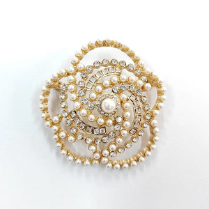 Pearl Camellia Flower Crystal  Brooch