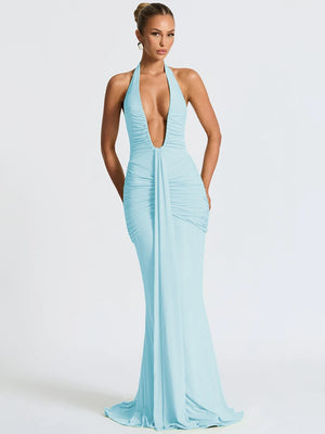 Draped Ruched Sexy Maxi Dress
