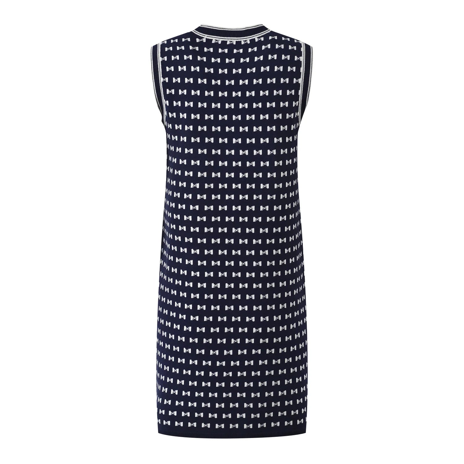 Bowknot Patterns Sleeveless Knitting Sweater Dresses