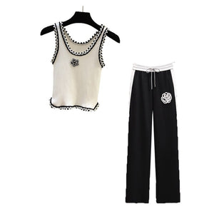 Two Piece Set Wide Leg Pants Print T Shirt Suits