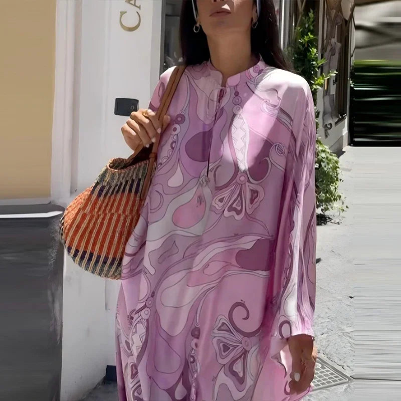 Early Autumn Pattern Printed Party Dress