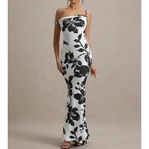 Print Slimming Wrap Body Midi Skirt H-ape Sle Dress