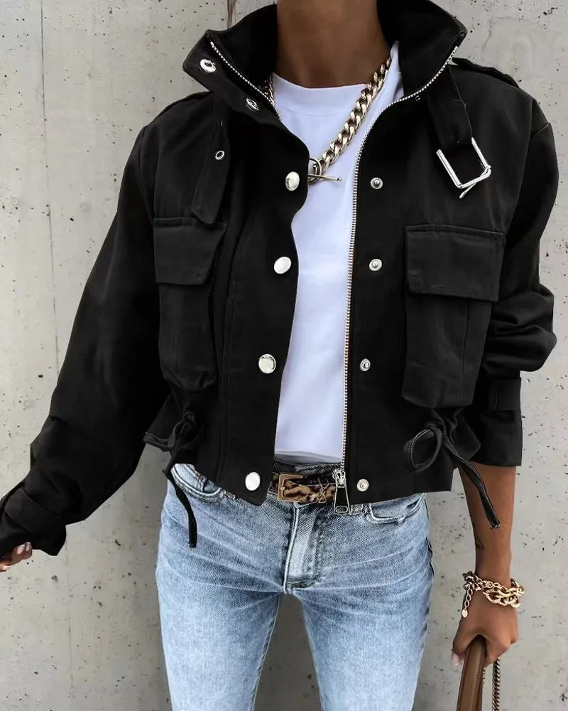 Streetwear Autumn & winter Elegant Pocket Button Coats