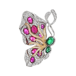Light Luxury Design Elegant Inlaid Zircon Two-Color Butterfly Brooch