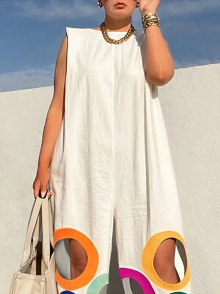 Rainbow Hollow Wide Leg Jumpsuits