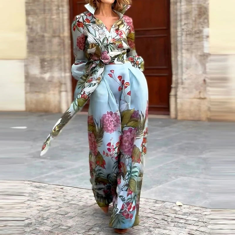 Retro Floral Print Two Piece