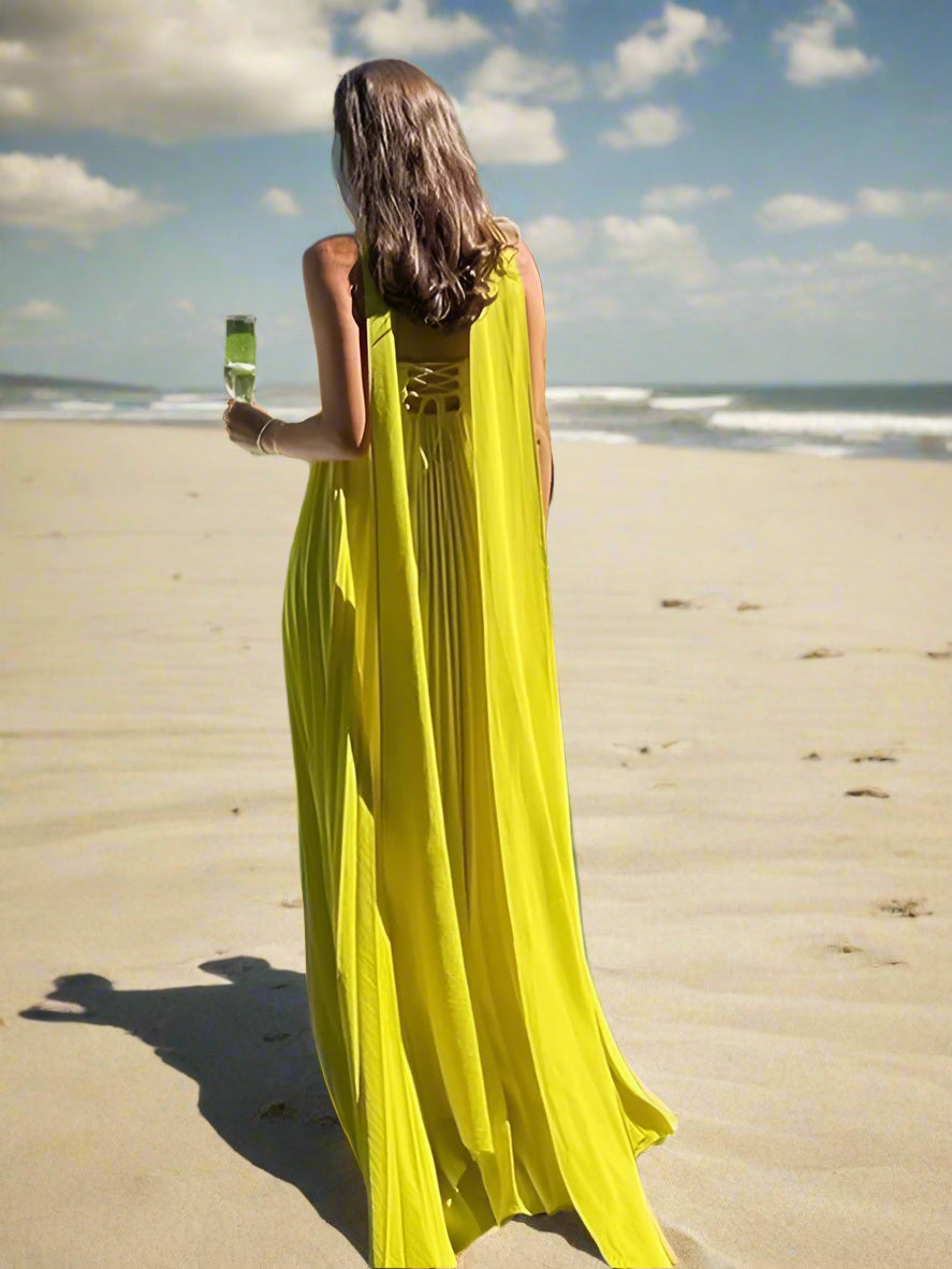 Elegant Strapless Ribbon Long Dress