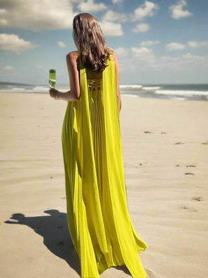 Elegant Strapless Ribbon Long Dress