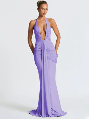 Draped Ruched Sexy Maxi Dress