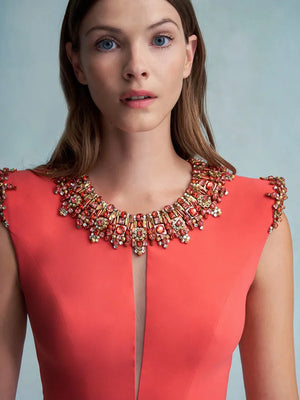 Designer Colorful Diamond Beading Tank Dress