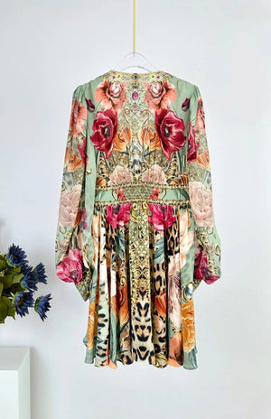 Evening  Elegant Diamond 100% Silk Printing Dress