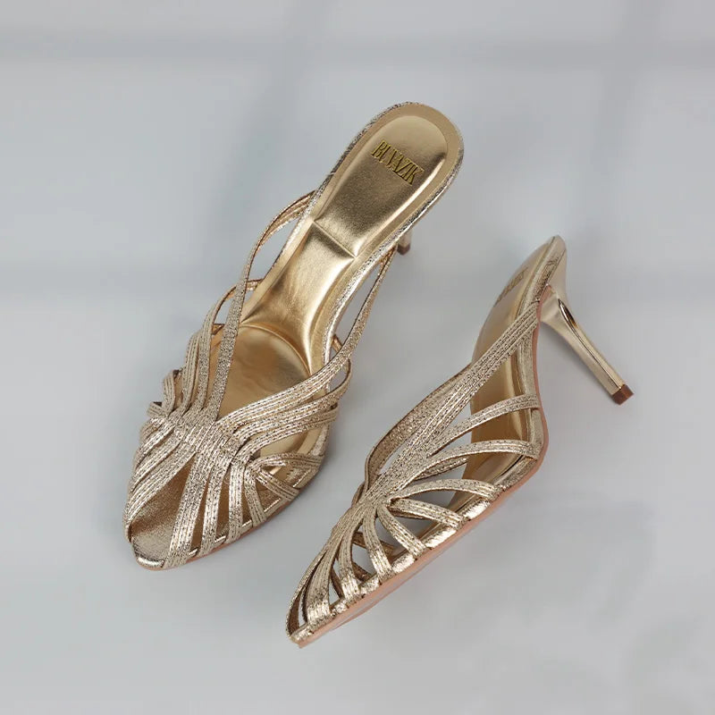 New Gold Hollow Thin Strip Heels
