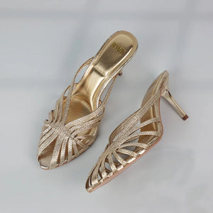 New Gold Hollow Thin Strip Heels