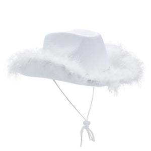 Western Style Cowboy Hat with Feather Accents