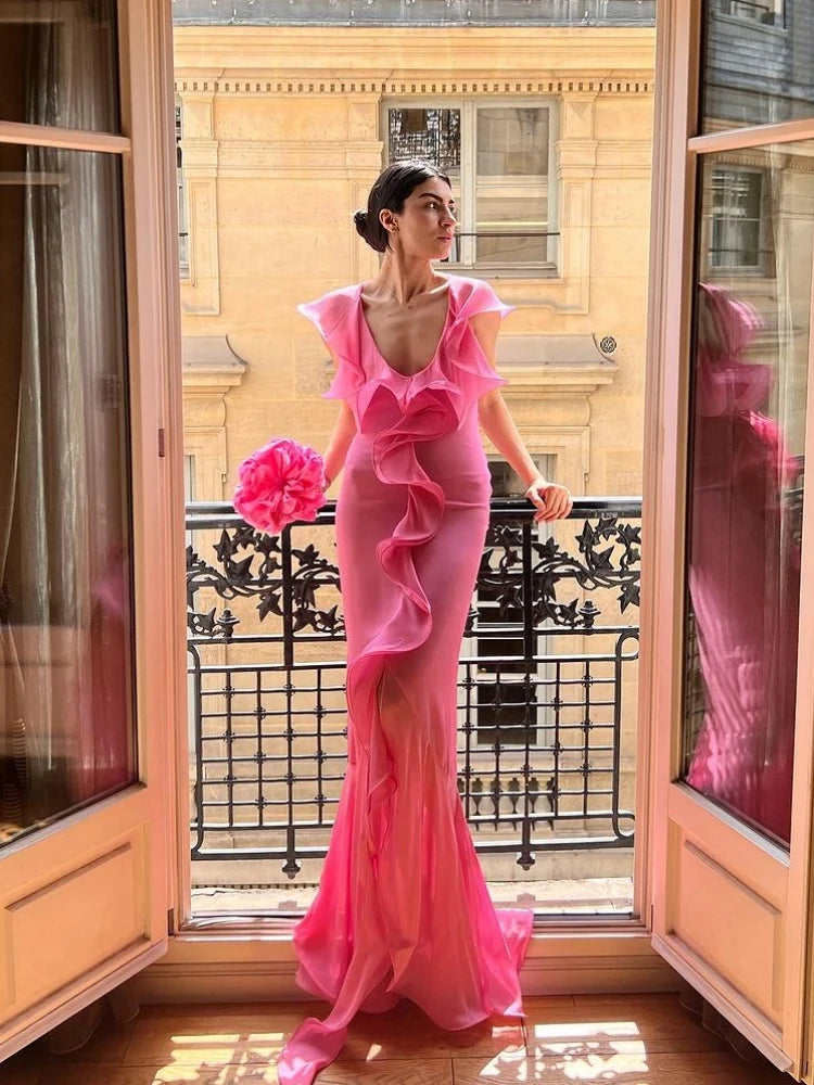 Ruffle Draped Maxi Dress