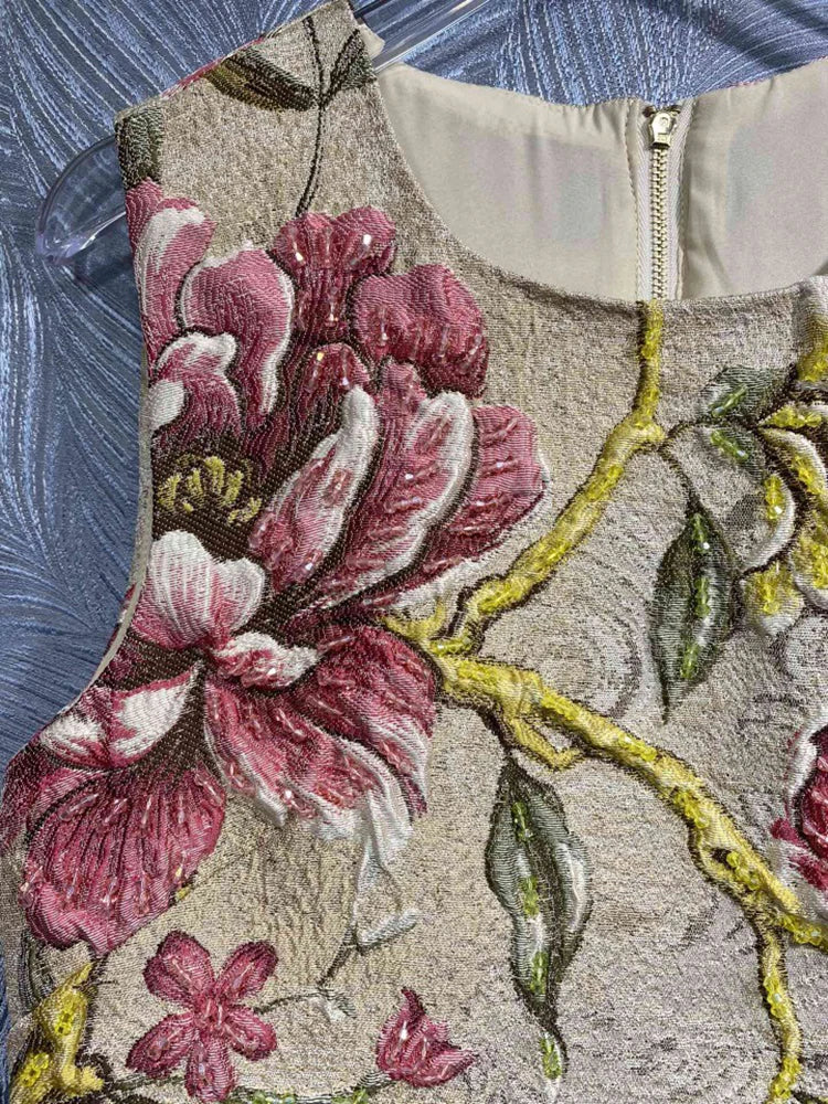 Beading Jacquard Vintage Dress