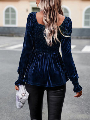 New temperament commuter long-sleeved velvet shirt top  😍 Ship from USA👍