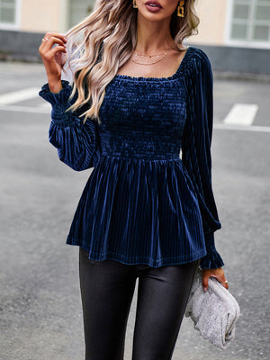 New temperament commuter long-sleeved velvet shirt top  😍 Ship from USA👍