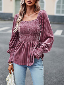 New temperament commuter long-sleeved velvet shirt top  😍 Ship from USA👍