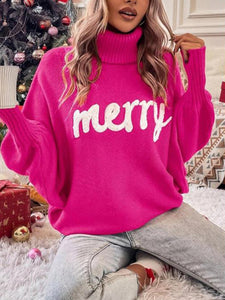 Women's turtleneck loose bat sleeves letter sweater 😍 Ship from USA👍