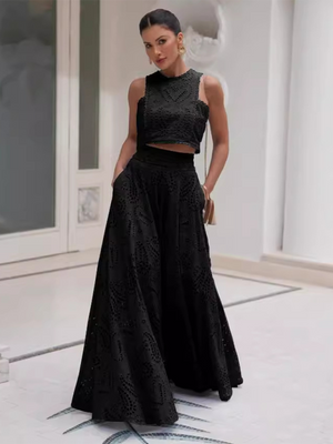 New Sleeveless Long Dress Pocket Suit Casual Vacation Loose Two-piece Set 😍 Ship from USA👍
