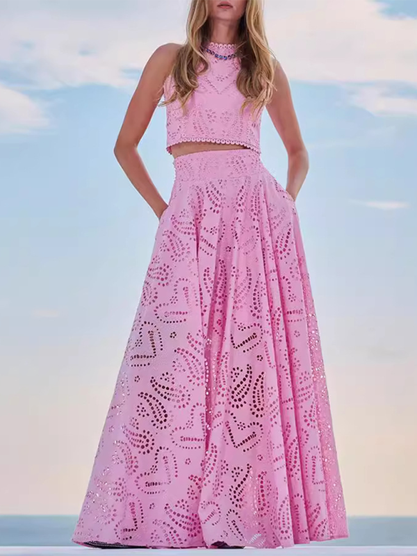 New Sleeveless Long Dress Pocket Suit Casual Vacation Loose Two-piece Set 😍 Ship from USA👍