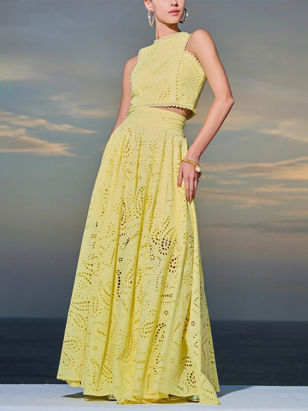 New Sleeveless Long Dress Pocket Suit Casual Vacation Loose Two-piece Set 😍 Ship from USA👍