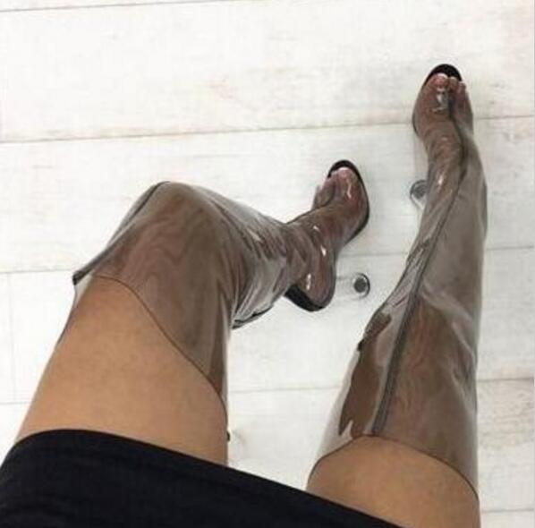 Transparent PVC Thigh High Boot