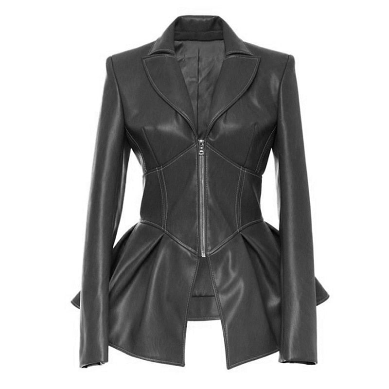 Faux Leather Gothic Biker Jacket